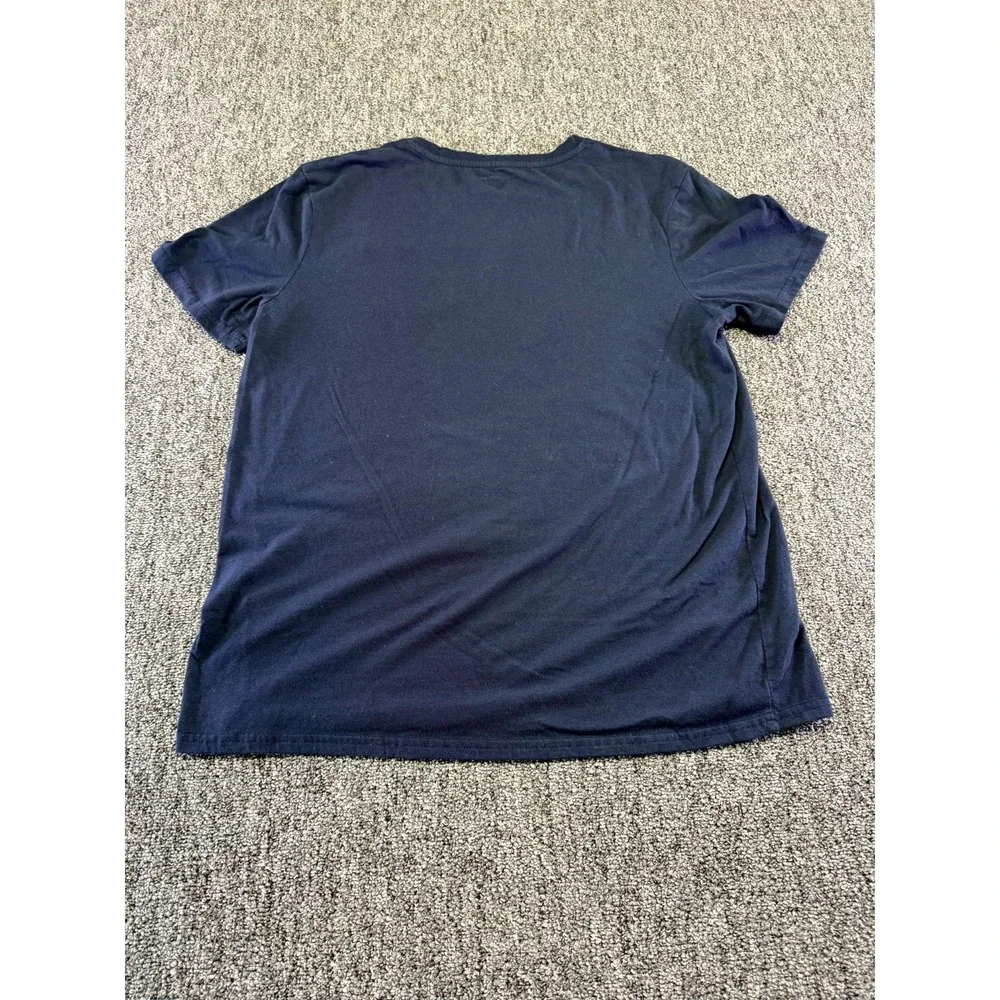 Lacoste Sleepwear Top Mens Large Navy Blue Cotton Blend Pocket Embroidered Logo